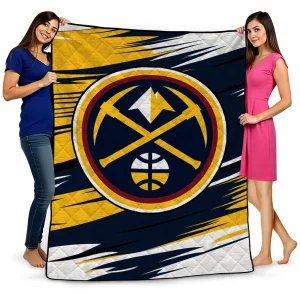 denver nuggets wild lines blue white quilt blanket best selling