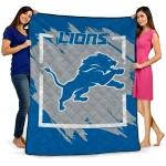 detroit lions block border blue quilt blanket best selling