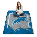 detroit lions block border blue quilt blanket best selling