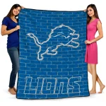 Detroit Lions Brick Grid Blue Quilt Blanket 1 detroit lions brick grid blue quilt blanket best selling
