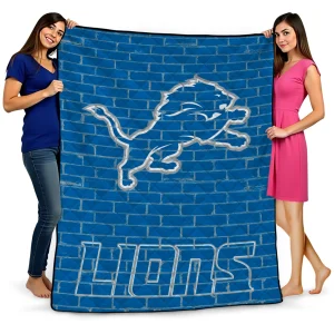 detroit lions brick grid blue quilt blanket best selling