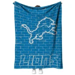 detroit lions brick grid blue quilt blanket best selling