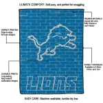 detroit lions brick grid blue quilt blanket best selling