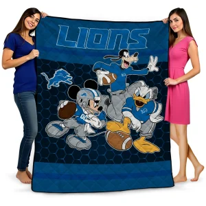 detroit lions disney football blue quilt blanket best selling