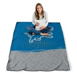 detroit lions dot illusion blue quilt blanket best selling
