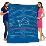 detroit lions handdrawn stripes blue quilt blanket best selling