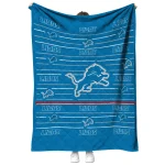 detroit lions handdrawn stripes blue quilt blanket best selling