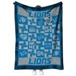 detroit lions helmet heart blue quilt blanket best selling