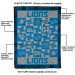 detroit lions helmet heart blue quilt blanket best selling