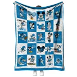 detroit lions mickey pattern blue white quilt blanket best selling