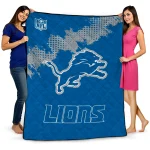 detroit lions shield badge blue quilt blanket best selling