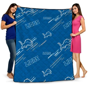 detroit lions sketch lines blue quilt blanket best selling