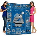 detroit lions snoopy love blue quilt blanket best selling