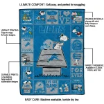detroit lions snoopy love blue quilt blanket best selling