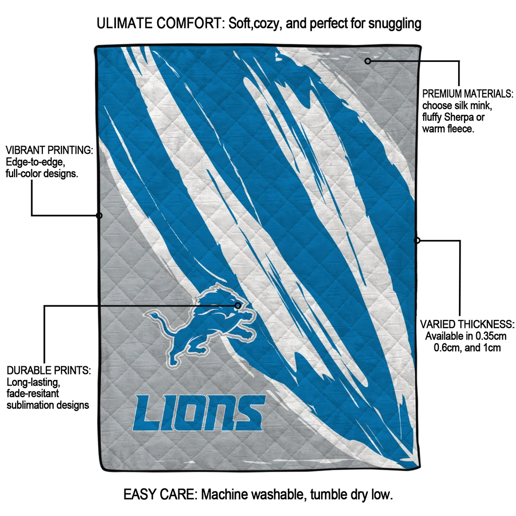 detroit lions stroke art blue white quilt blanket latest model detroit lions stroke art blue white quilt blanket latest model