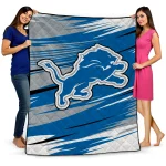 detroit lions wild lines blue white quilt blanket best selling