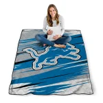 detroit lions wild lines blue white quilt blanket best selling