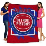 detroit pistons block border red quilt blanket best selling