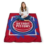 detroit pistons block border red quilt blanket best selling