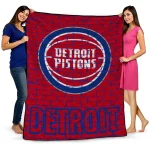 detroit pistons brick grid red quilt blanket best selling