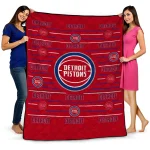 detroit pistons handdrawn stripes red quilt blanket best selling