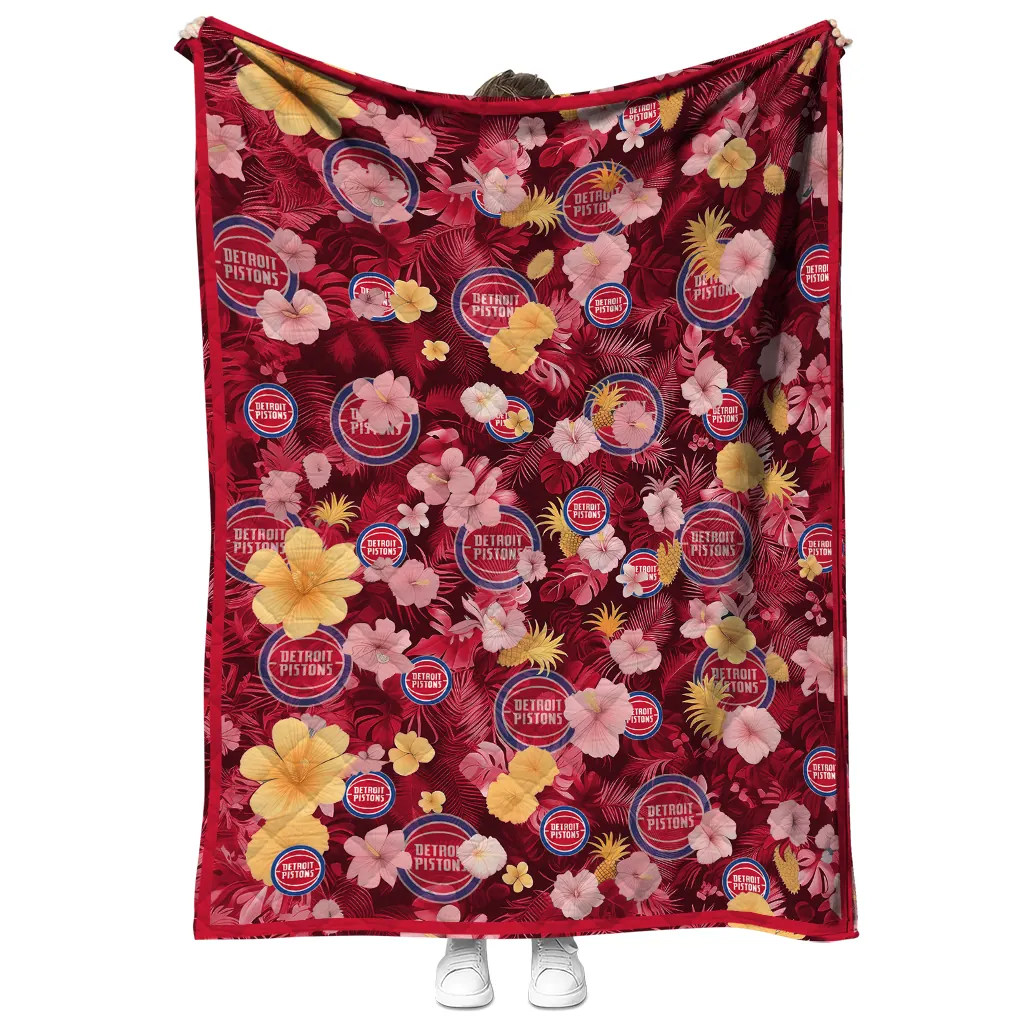 detroit pistons hibiscus foliage red quilt blanket fashion forward detroit pistons hibiscus foliage red quilt blanket fashion forward
