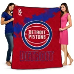 detroit pistons nba grunge red quilt blanket best selling