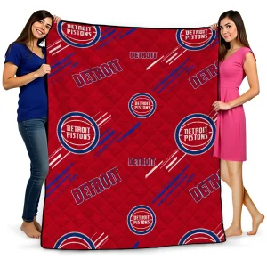 detroit pistons sketch lines red quilt blanket best selling