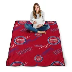 detroit pistons sketch lines red quilt blanket best selling