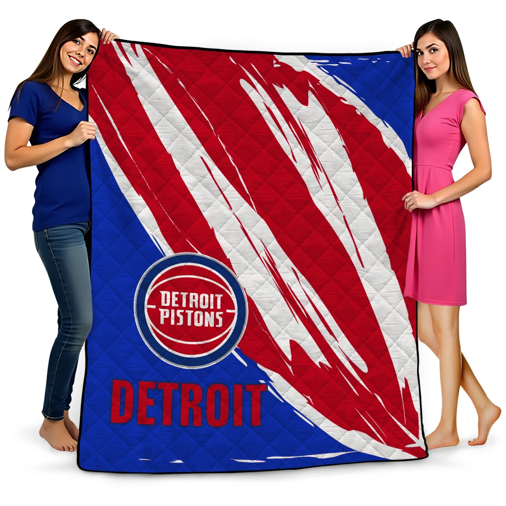 detroit pistons stroke art red white quilt blanket best selling