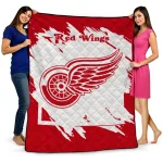 detroit red wings block border red quilt blanket best selling