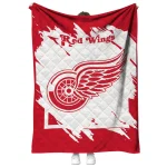 detroit red wings block border red quilt blanket best selling