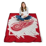 detroit red wings block border red quilt blanket best selling