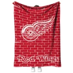 detroit red wings brick grid red quilt blanket best selling