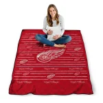 detroit red wings handdrawn stripes red quilt blanket best selling