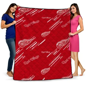 detroit red wings sketch lines red quilt blanket best selling