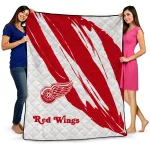 detroit red wings stroke art red white quilt blanket best selling