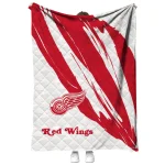 detroit red wings stroke art red white quilt blanket best selling