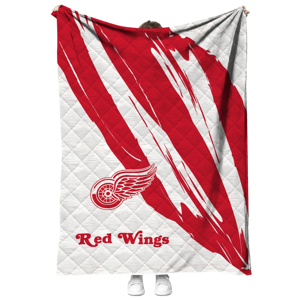 detroit red wings stroke art red white quilt blanket fashion forward