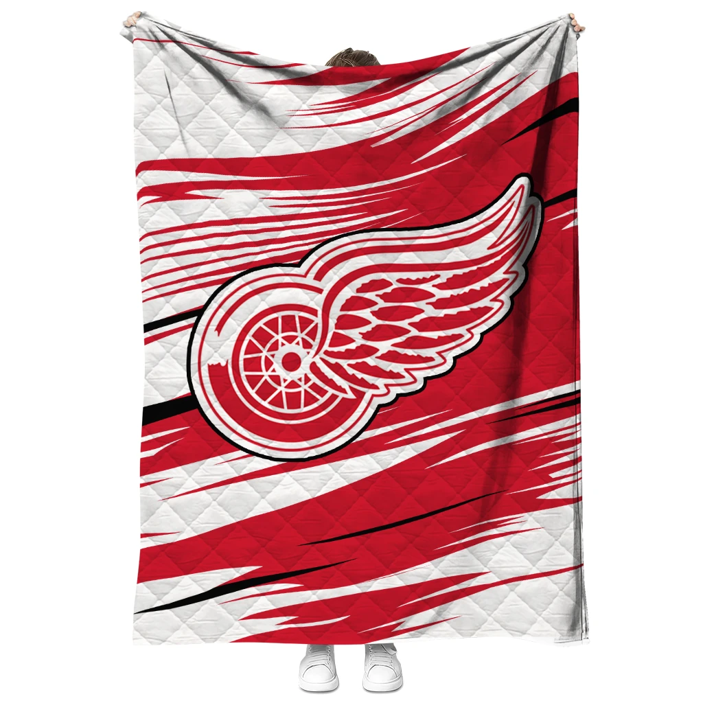 detroit red wings wild lines red white quilt blanket fashion forward