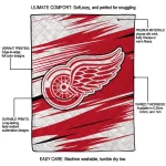 detroit red wings wild lines red white quilt blanket best selling