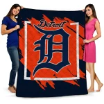 detroit tigers block border navy quilt blanket best selling