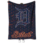 detroit tigers brick grid navy quilt blanket best selling