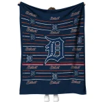 detroit tigers handdrawn stripes navy quilt blanket best selling