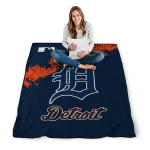 detroit tigers league patch navy quilt blanket best selling