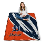 detroit tigers stroke art navy white quilt blanket best selling