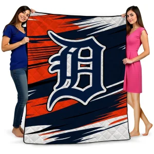 detroit tigers wild lines navy white quilt blanket best selling