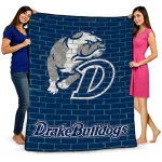 drake bulldogs brick grid blue quilt blanket best selling