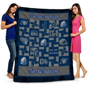 drake bulldogs helmet heart blue quilt blanket best selling