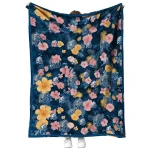 drake bulldogs hibiscus foliage blue quilt blanket best selling